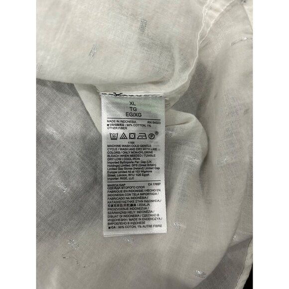 Gap Womens Boyfriend Fit Long Sleeve Shirt XL White Cotton Blend - Picture 6 of 8